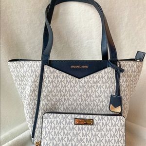 Michael Kors Bundle!  Navy and White Tote with Matching Wallet